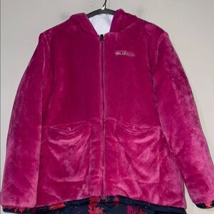 Columbia Vibrant Pink Fleece Reversible Puffer Jacket Xl